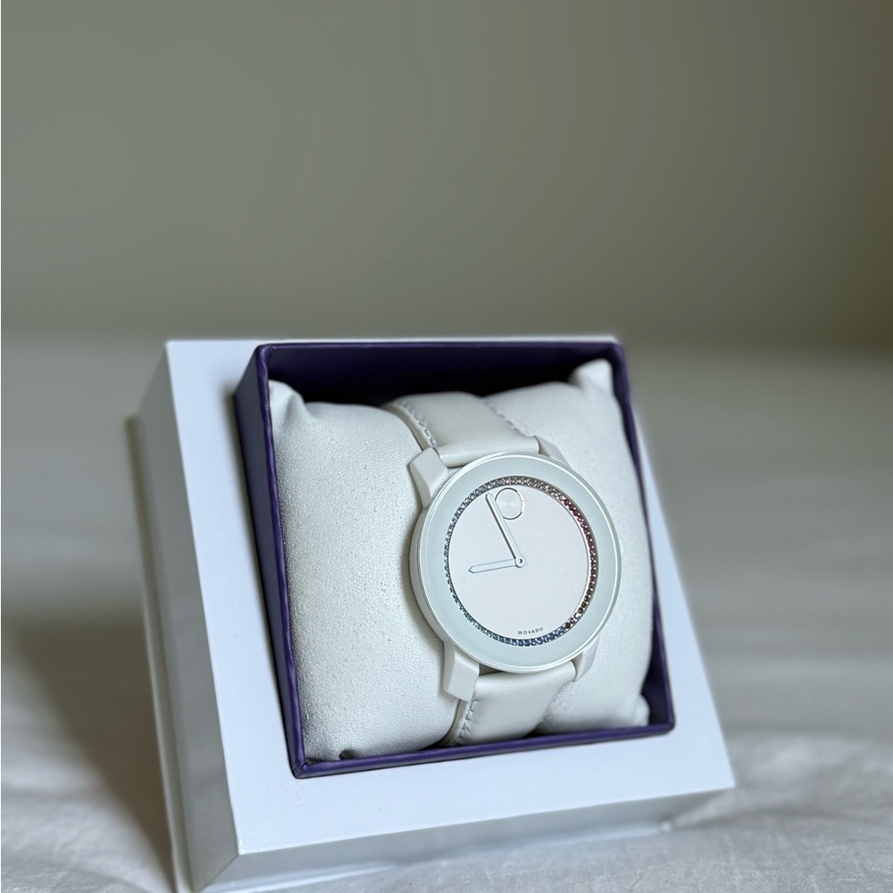 Bold pave Movado watch with Swarovski crystals